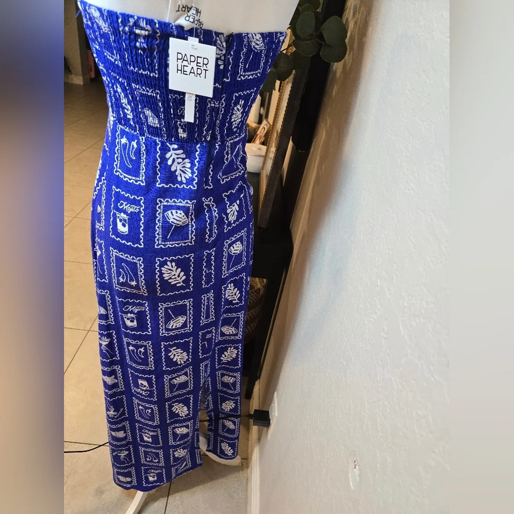 Paper Heart Australia Linen Blend Royal Blue Maxi Dress - Picture 6 of 6